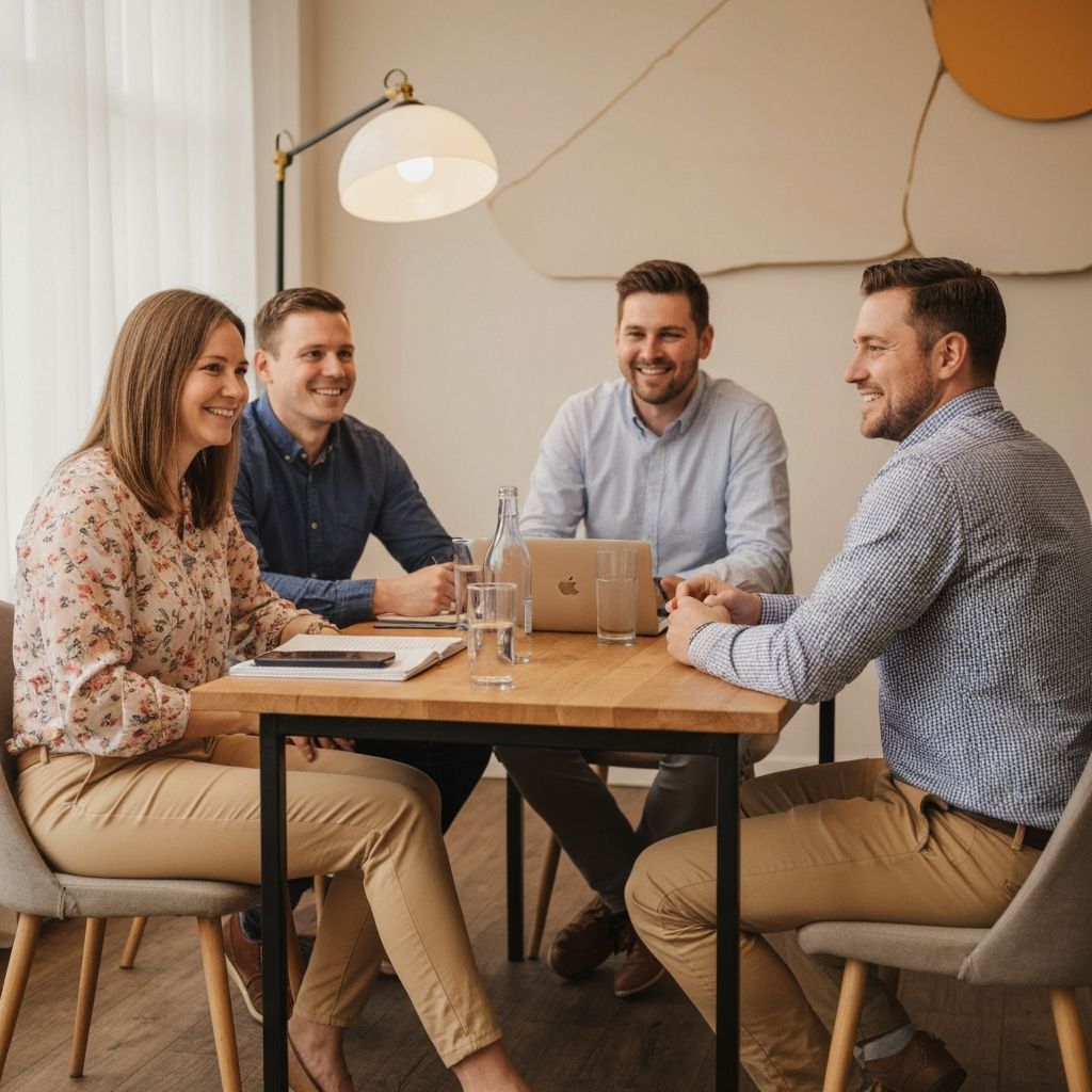 Professional advisory board meeting with business leaders collaborating